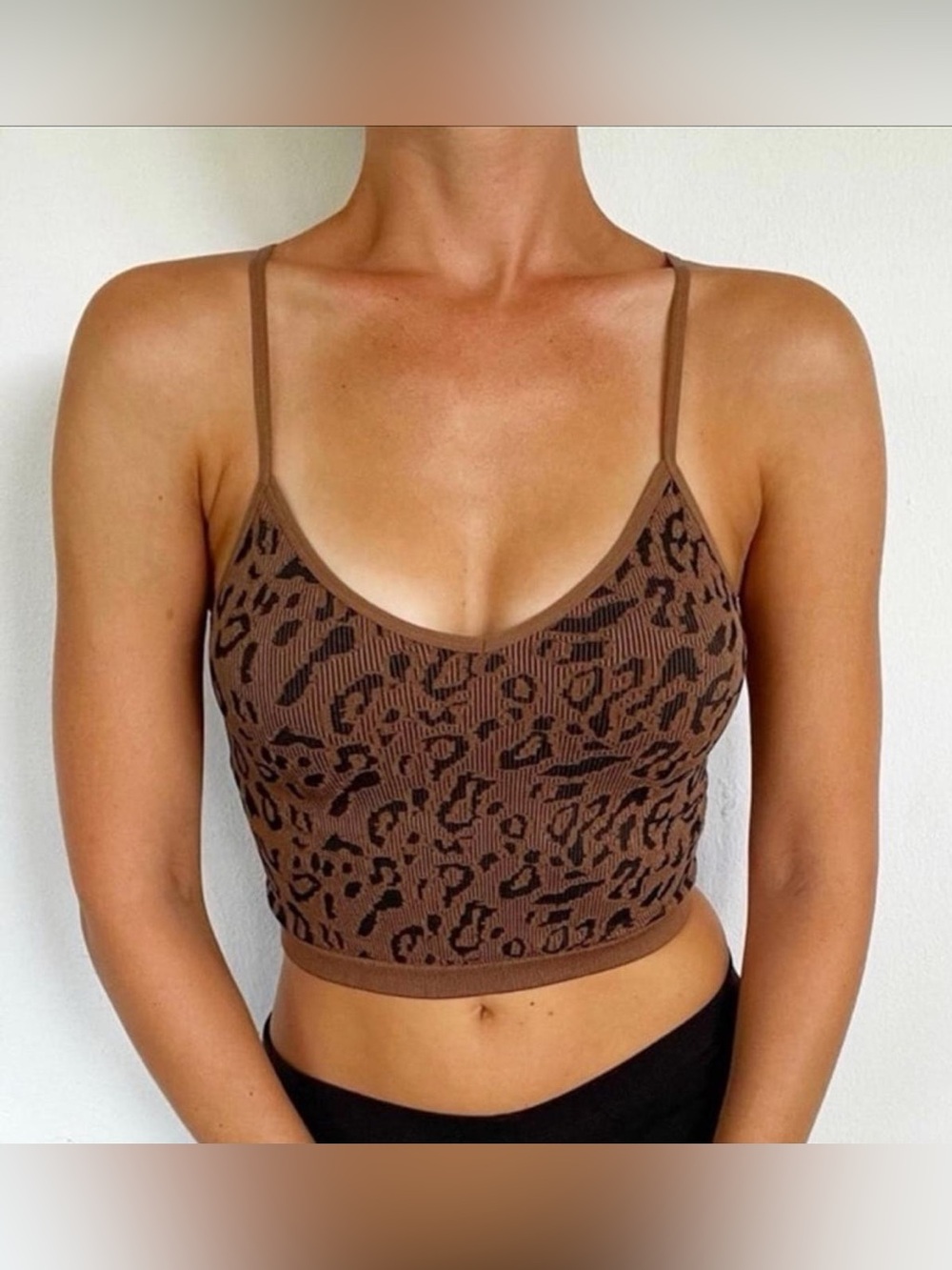 Bozzolo Brown Leopard Print Crop Top